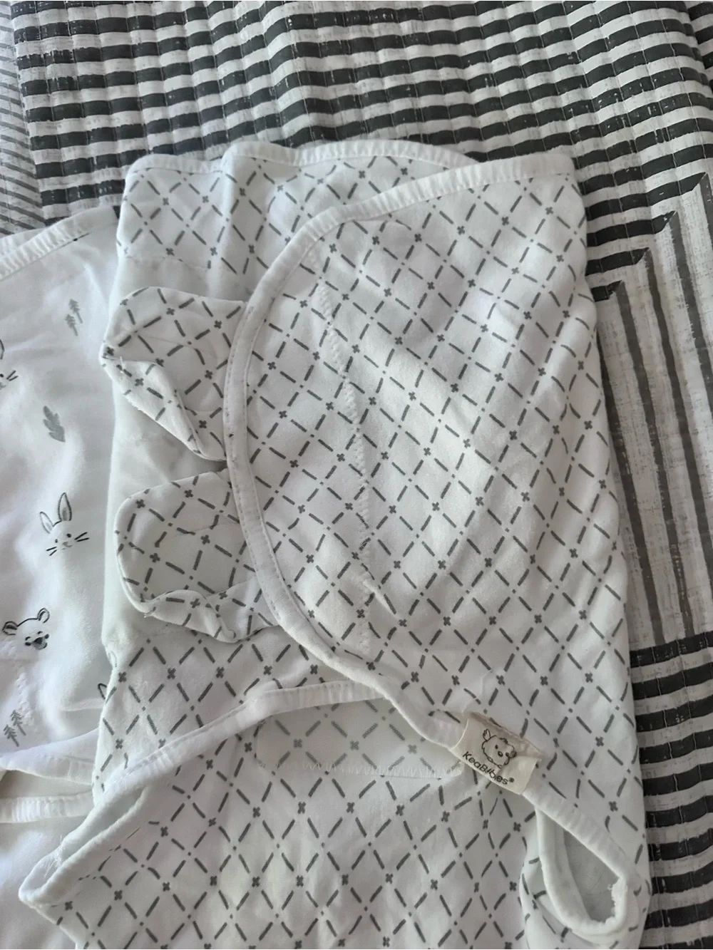 Triple Pack Baby Sleep Sacks in White & Gray - Neutral Cozy Swaddles